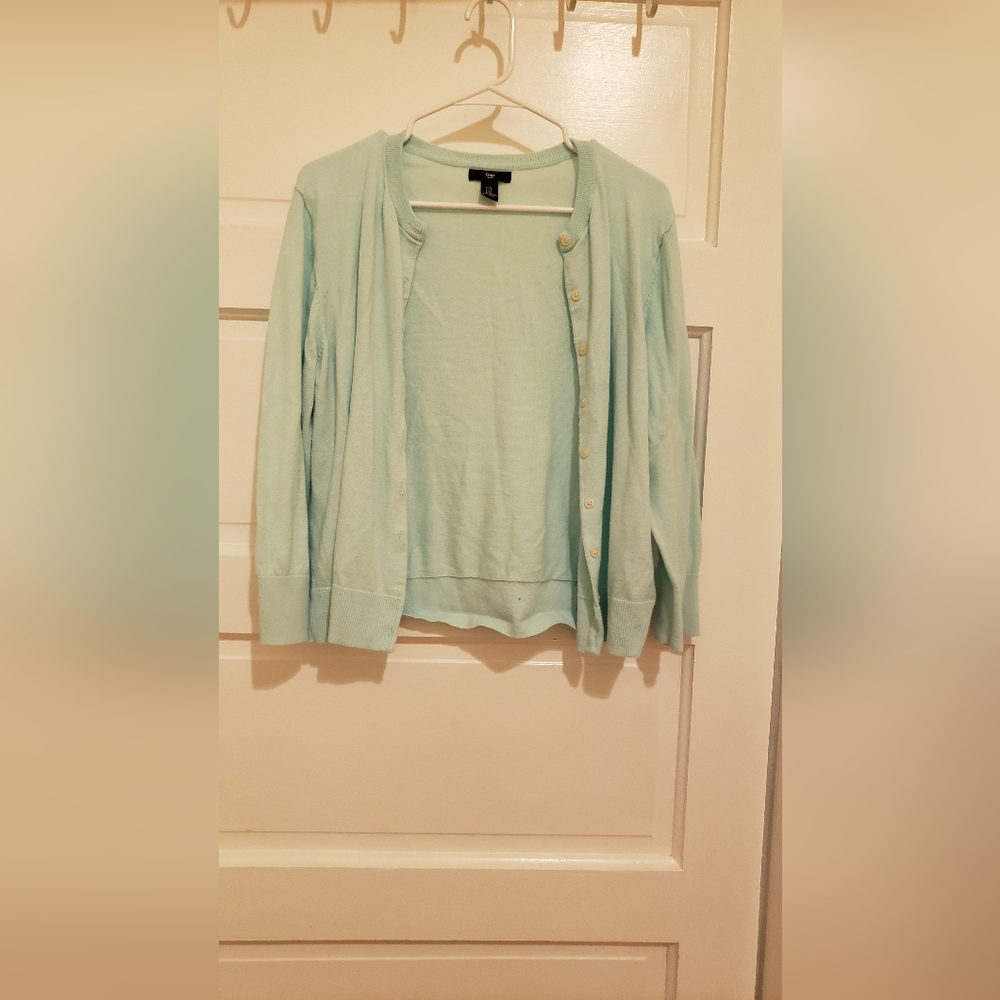 Light minty blue Gap Button up cardigan